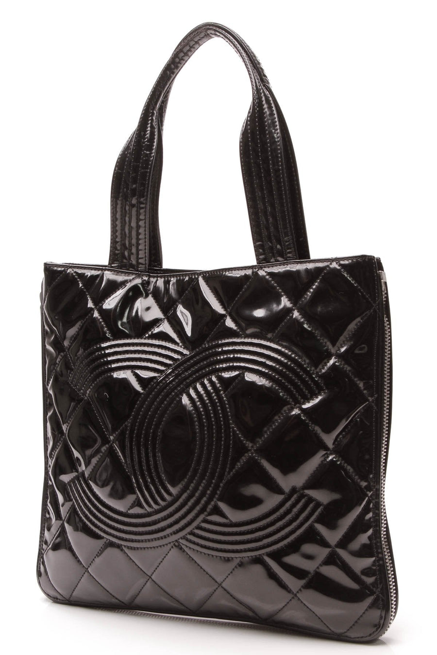 Paris-Shanghai Expandable Tote Bag - Black Patent