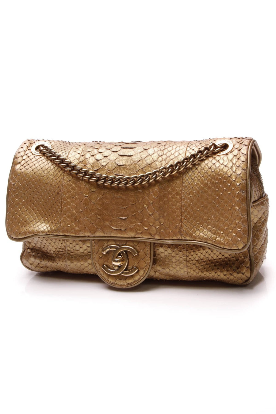 Python Shiva Flap Bag - Metallic Gold