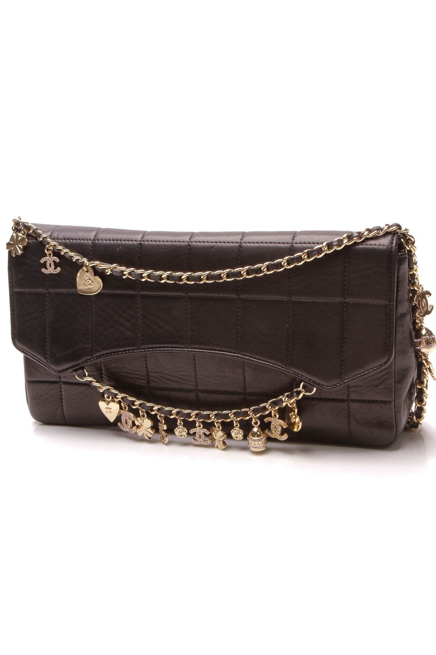 Chocolate Bar Charms Flap Bag - Black