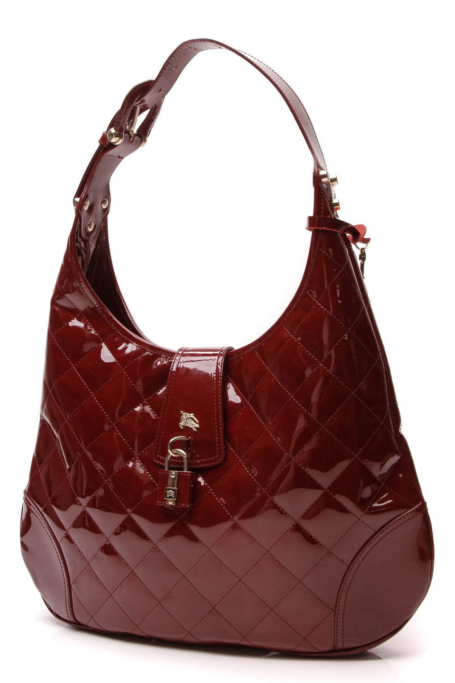 Padlock Shoulder Bag - Burgundy Patent