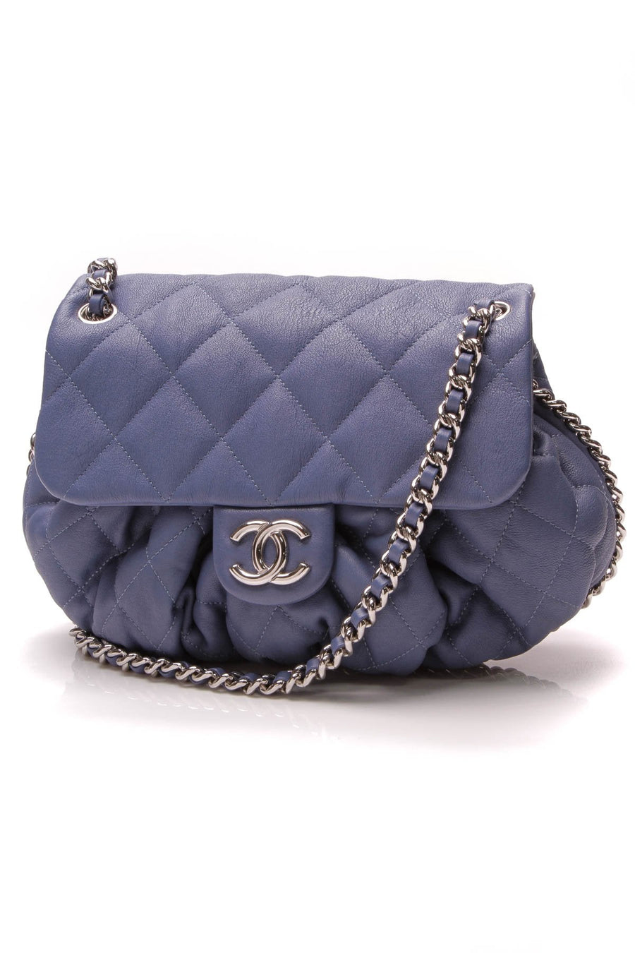 Chain Around Flap Bag - Blue Washed Lambskin