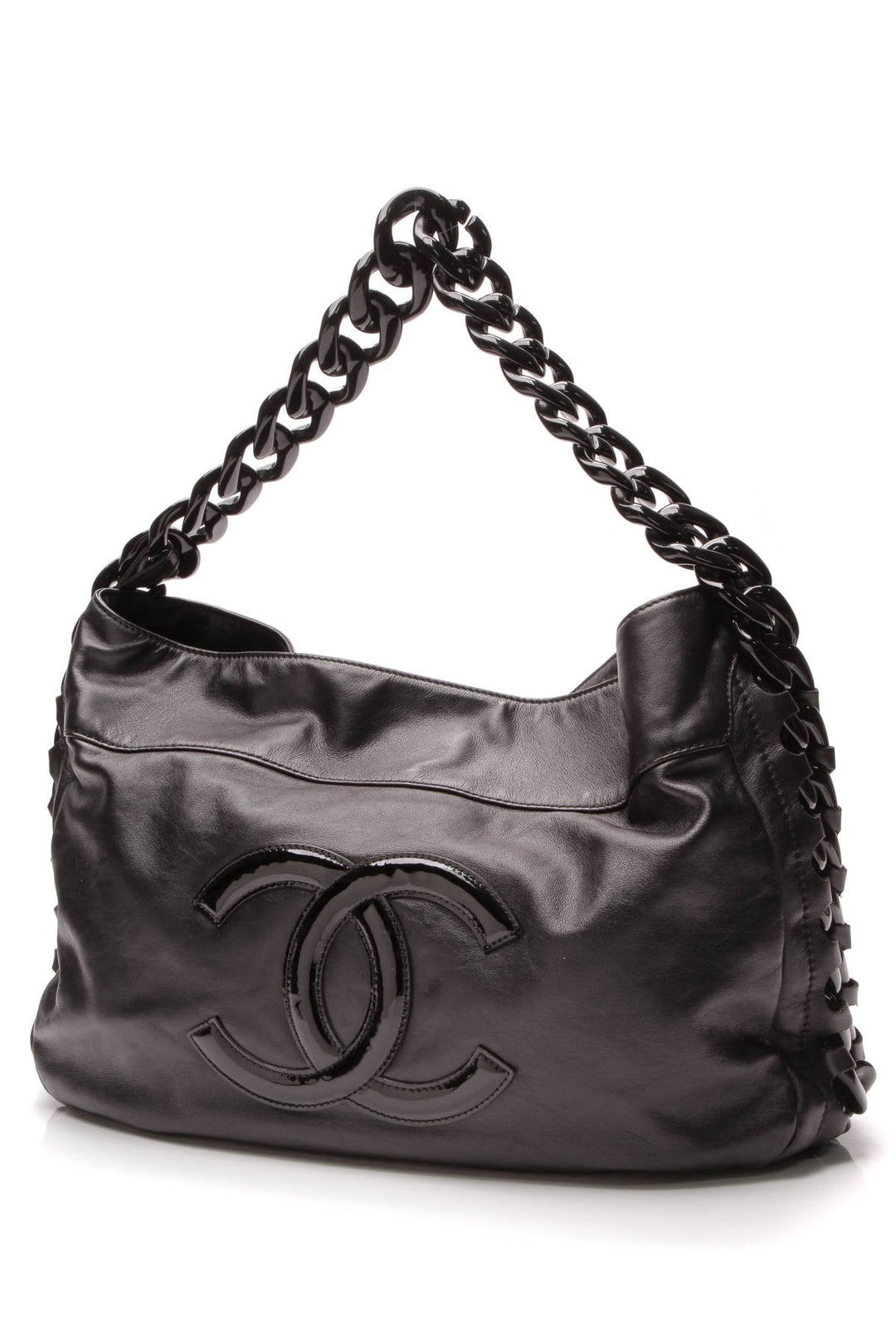 Jumbo Modern Chain Hobo Bag - Black