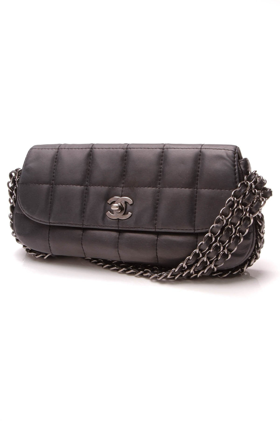 Chocolate Bar 3 Chain Flap Bag - Navy