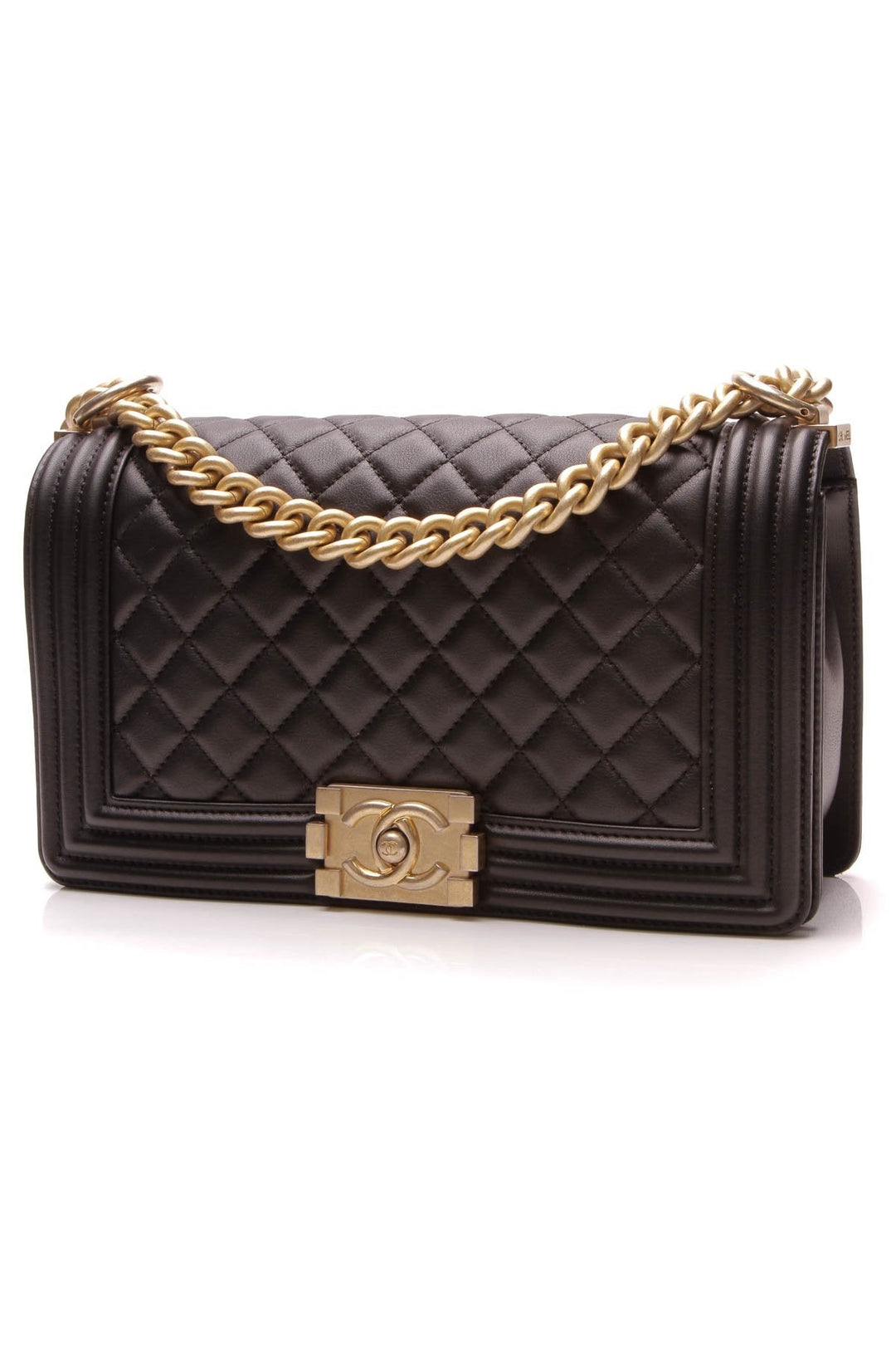 Medium Boy Bag- Black Lambskin