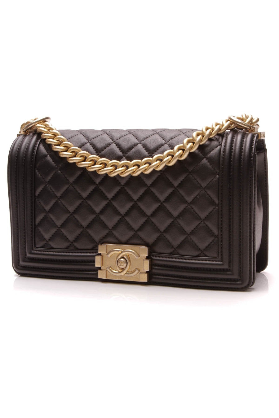 Medium Boy Bag- Black Lambskin