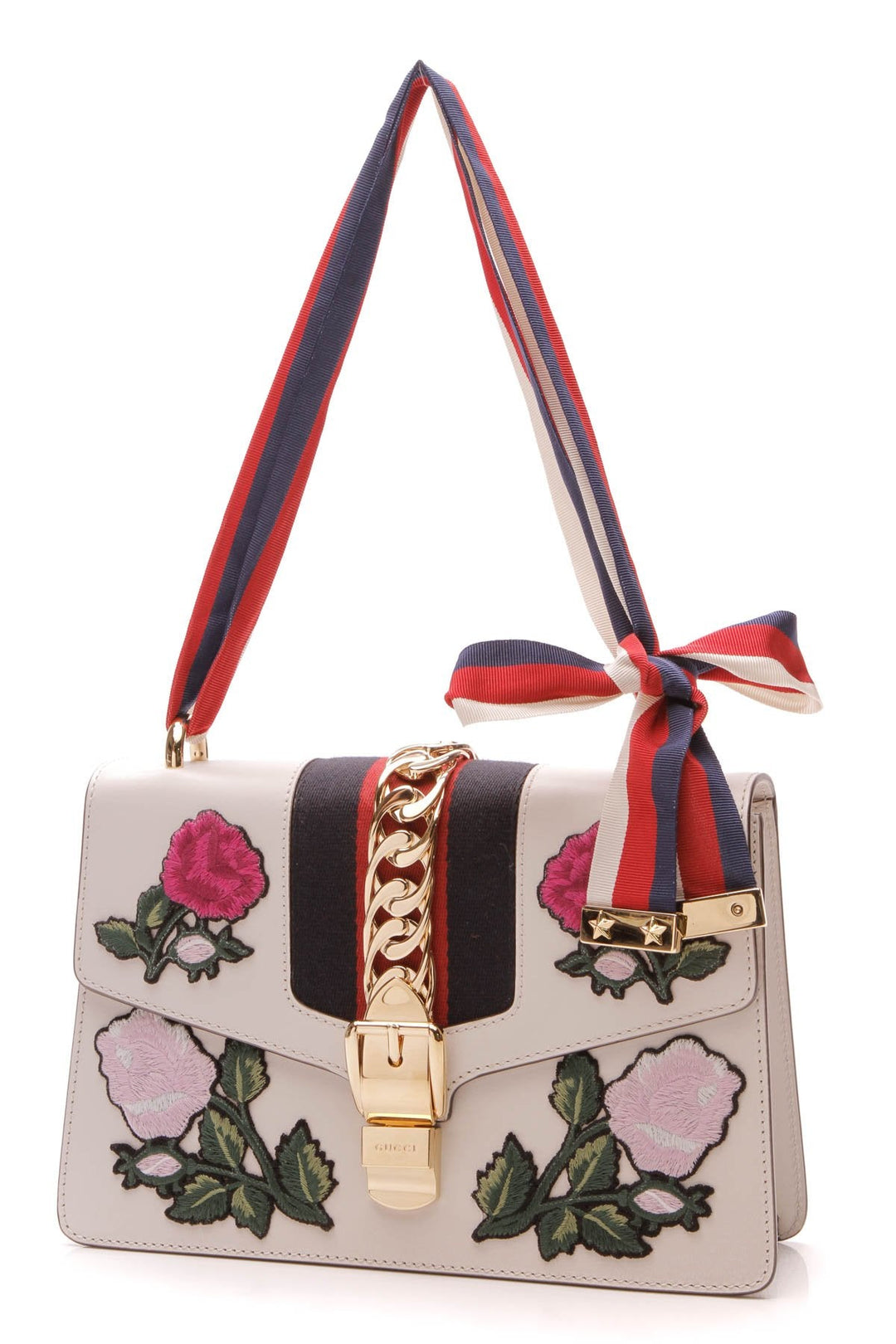 Embroidered Sylvie Small Shoulder Bag - Cream