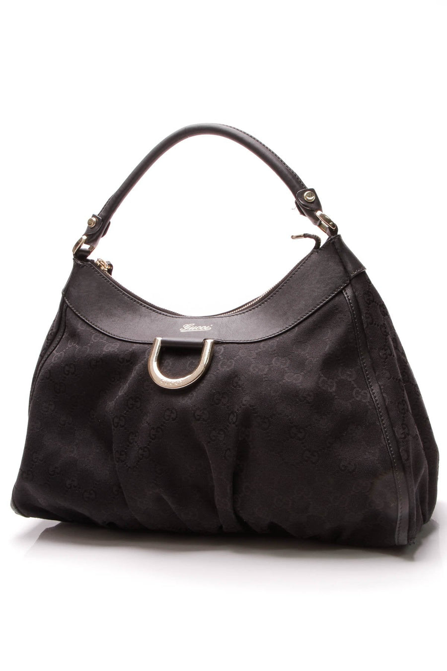 D-Ring Hobo Bag - Black Signature Canvas