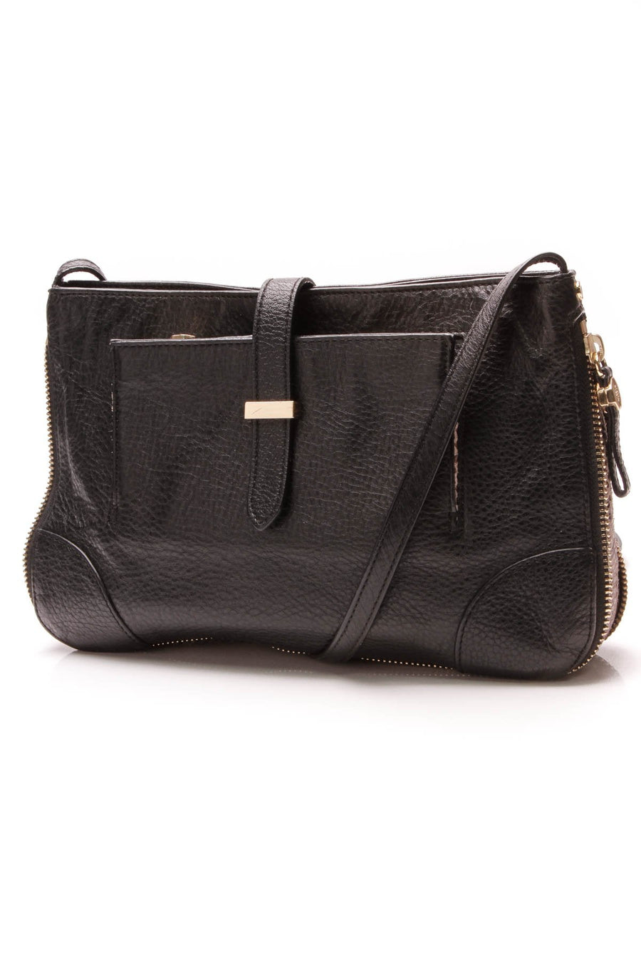 Embossed Zip Around Crossbody Bag - Black