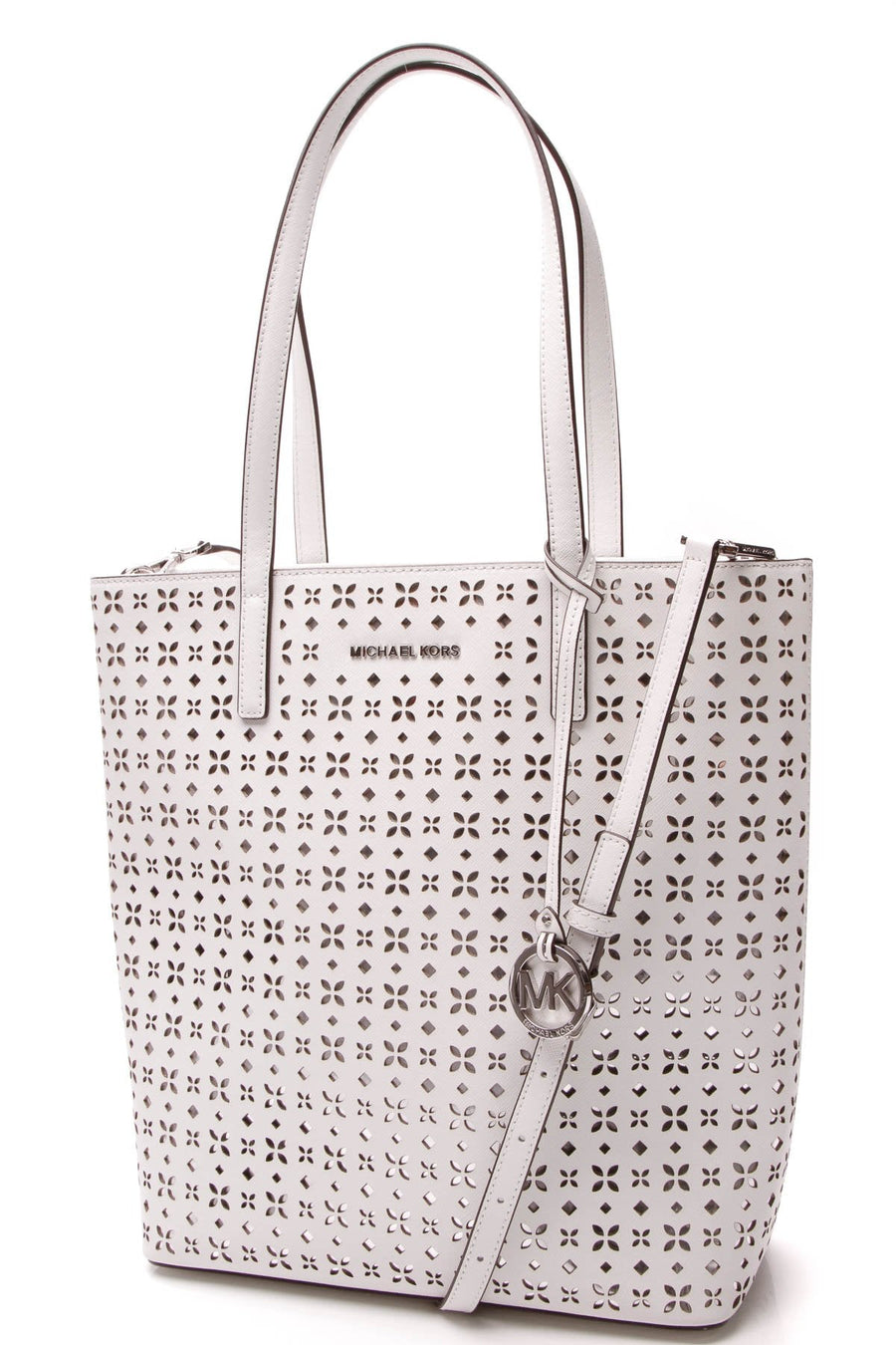 Hayley Laser Cut Tote Bag - White