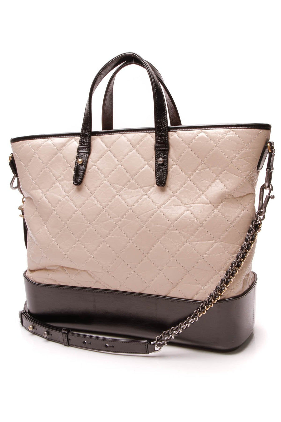 Gabrielle Large Shopping Tote Bag - Beige/Black