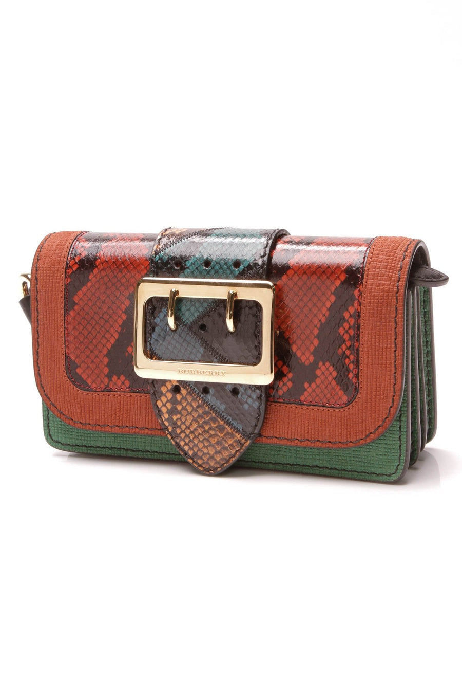 Snakeskin Patchwork Buckle Bag - Multicolor