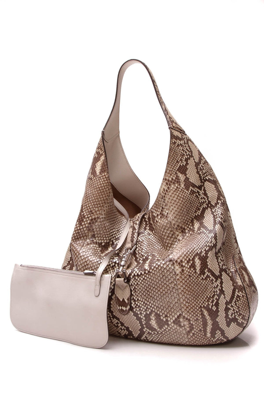 Python Jackie Soft Hobo Bag - Beige
