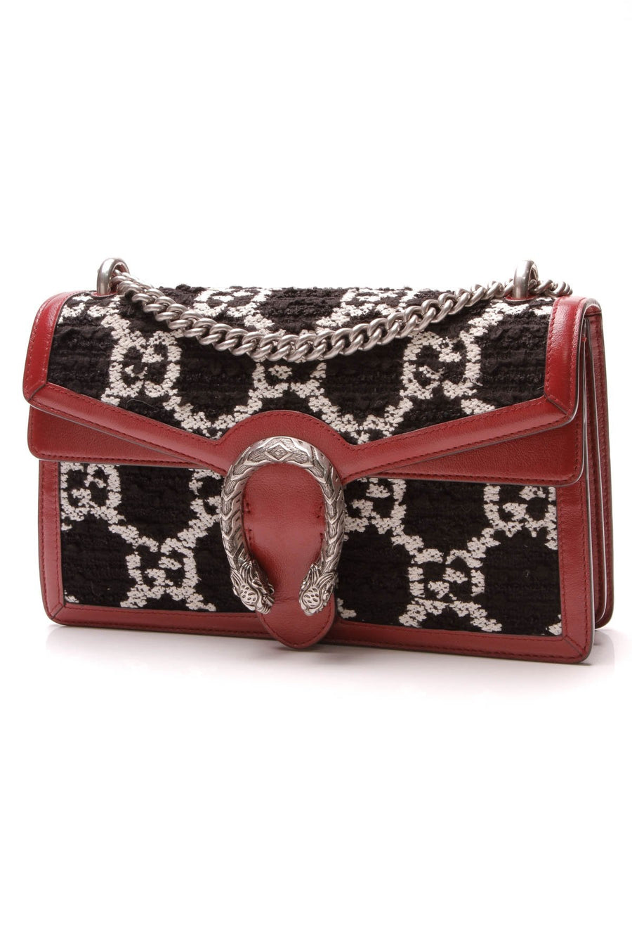 Tweed Dionysus Small Shoulder Bag - Black/White/Red