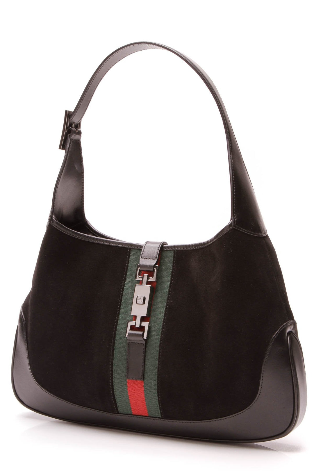 Web Jackie Shoulder Bag - Black Suede