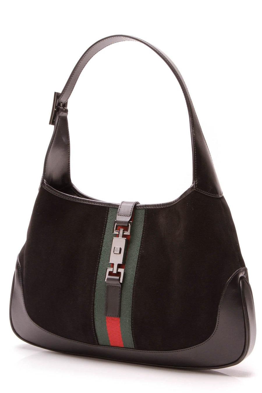 Web Jackie Shoulder Bag - Black Suede