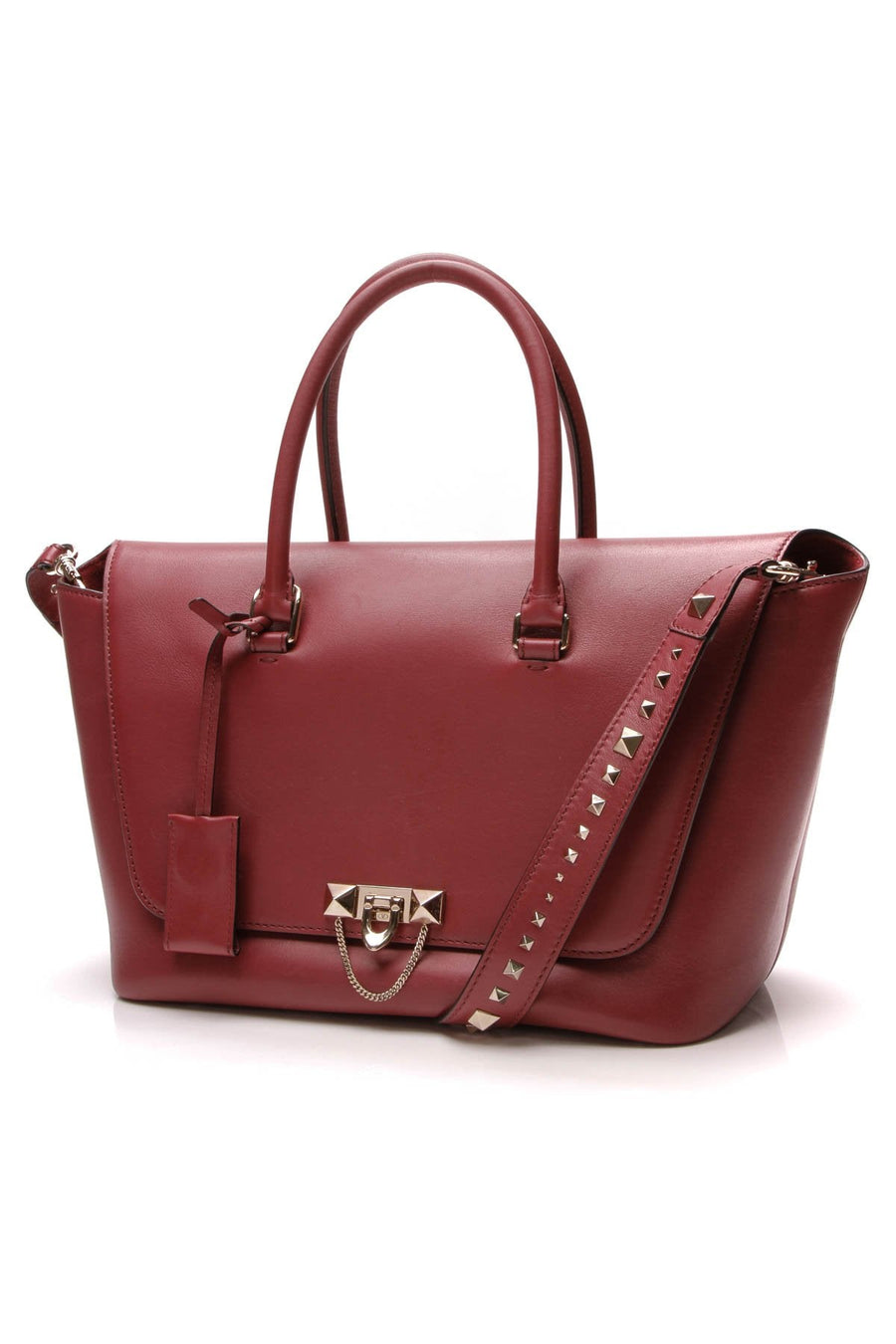 Rockstud Demilune Tote Bag - Burgundy