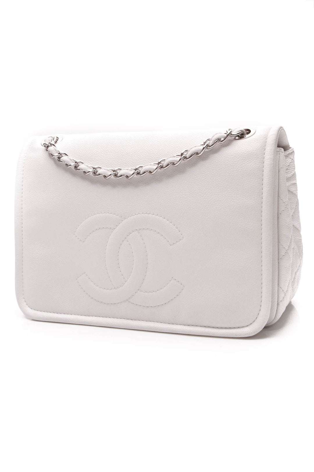Timeless CC Soft Flap Bag - White Caviar