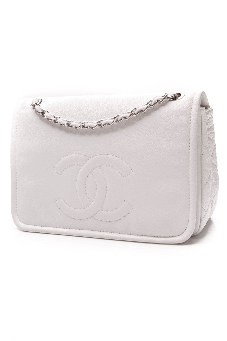 Timeless CC Soft Flap Bag - White Caviar