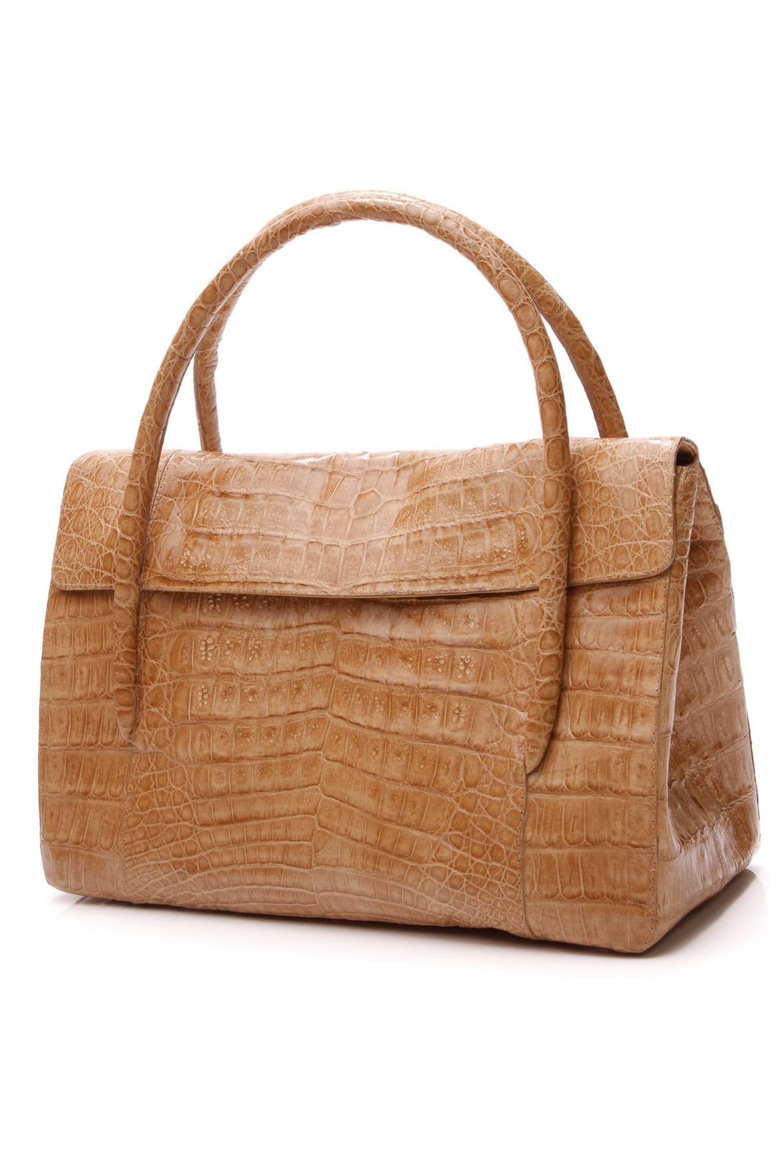Crocodile Top Handle Bag - Tan