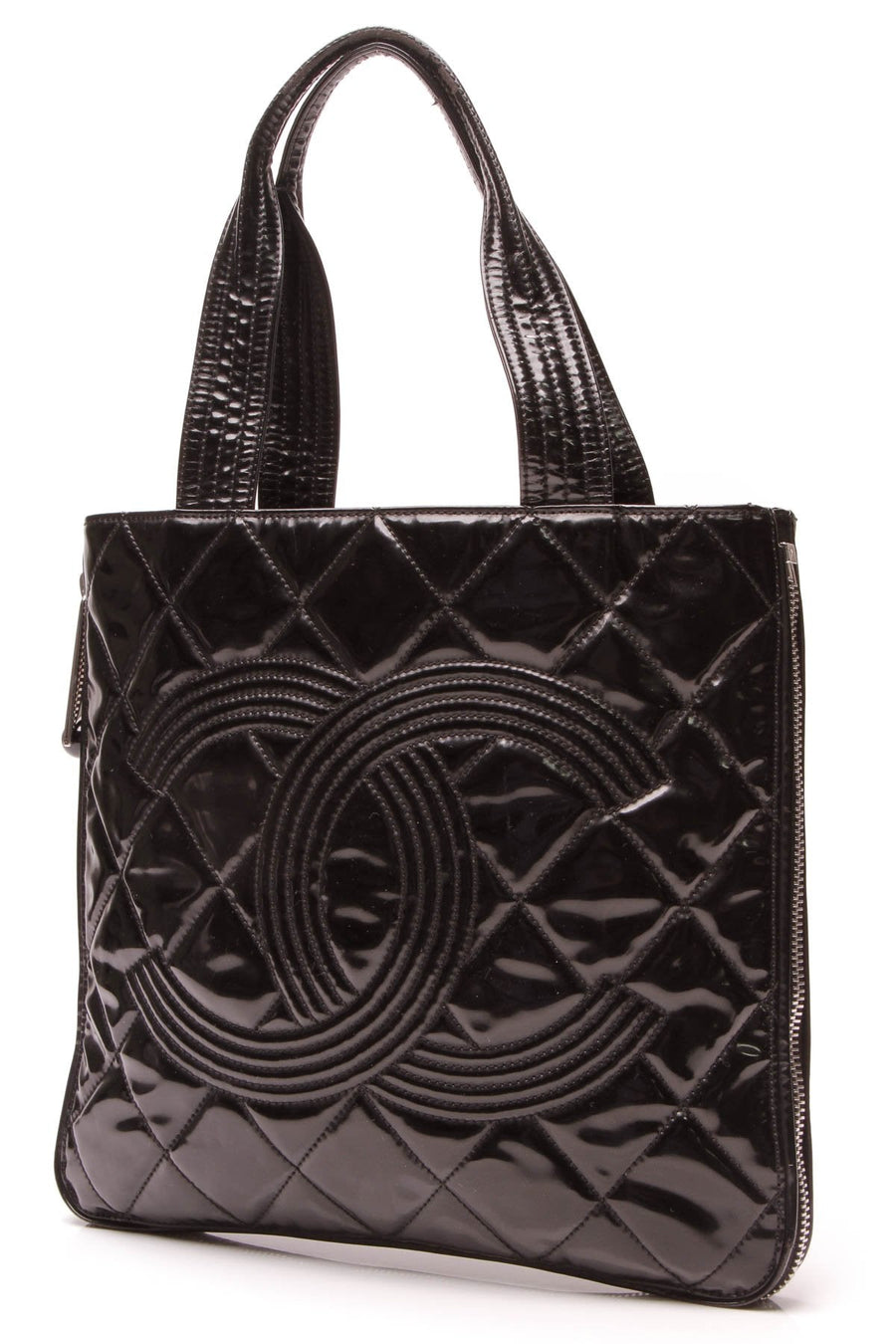Paris-Shanghai Expandable Tote Bag - Black Vinyl