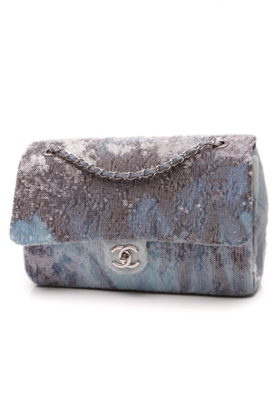 Classic Sequin Waterfall Flap Bag - Blue