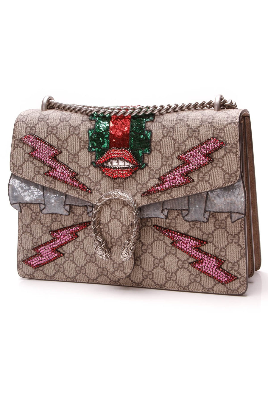 Lips Embroidered Dionysus Medium Bag - Supreme Canvas