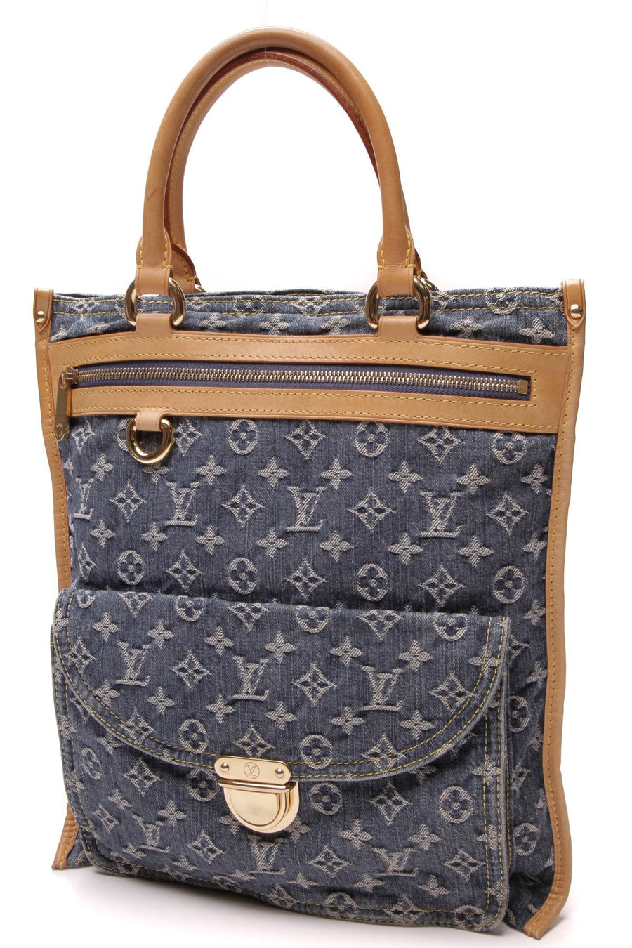 Flat Shopper Bag - Denim Monogram