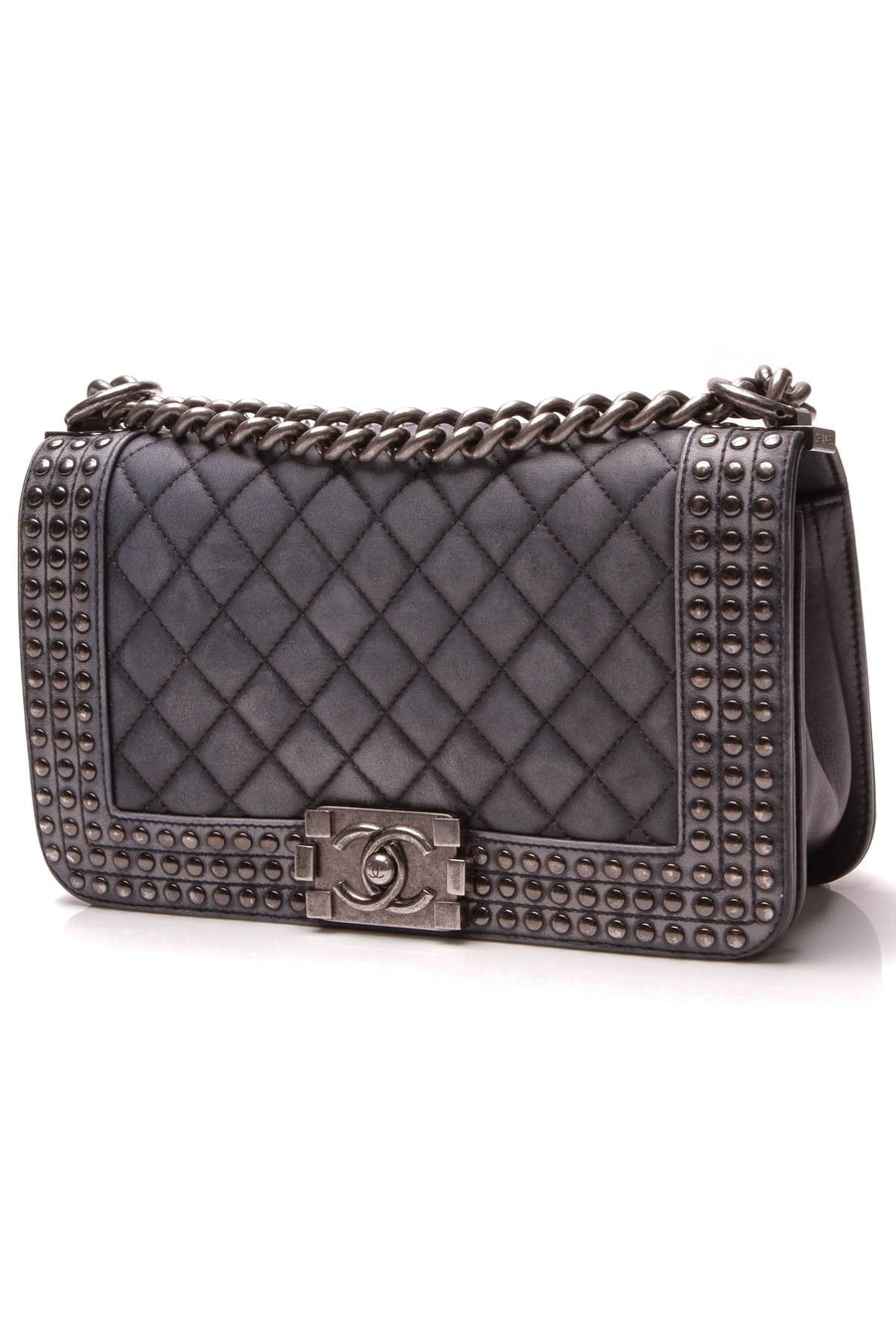 Paris-Dallas Studded Medium Boy Bag - Navy