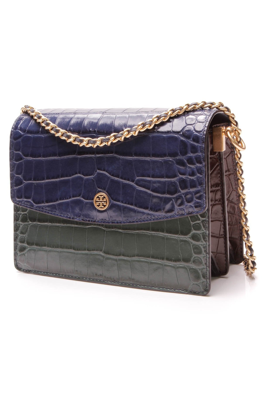 Embossed Parker Convertible Shoulder Bag - Blue/Green