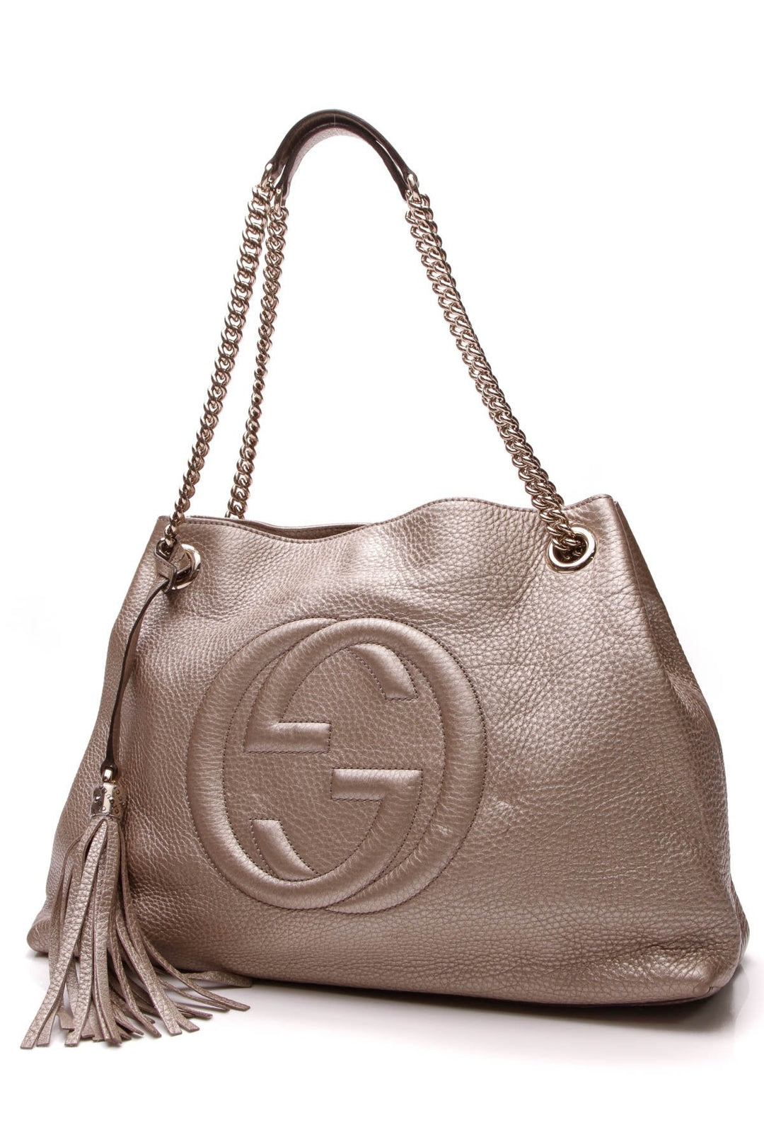 Soho Chain Tote Bag - Metallic Golden Beige