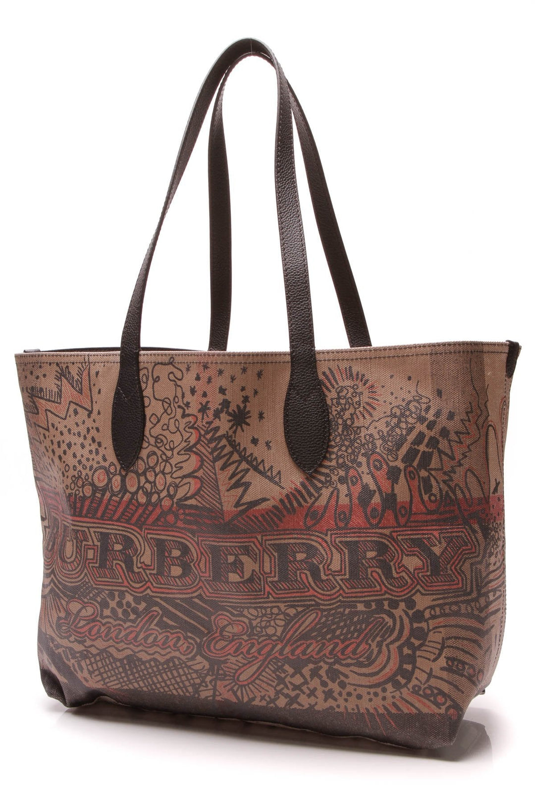 Doodle Reversible Tote Bag - Brown