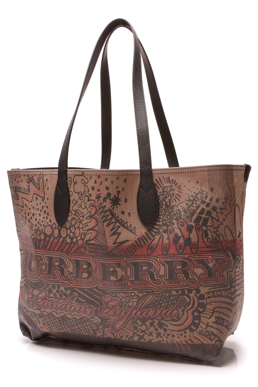 Doodle Reversible Tote Bag - Brown