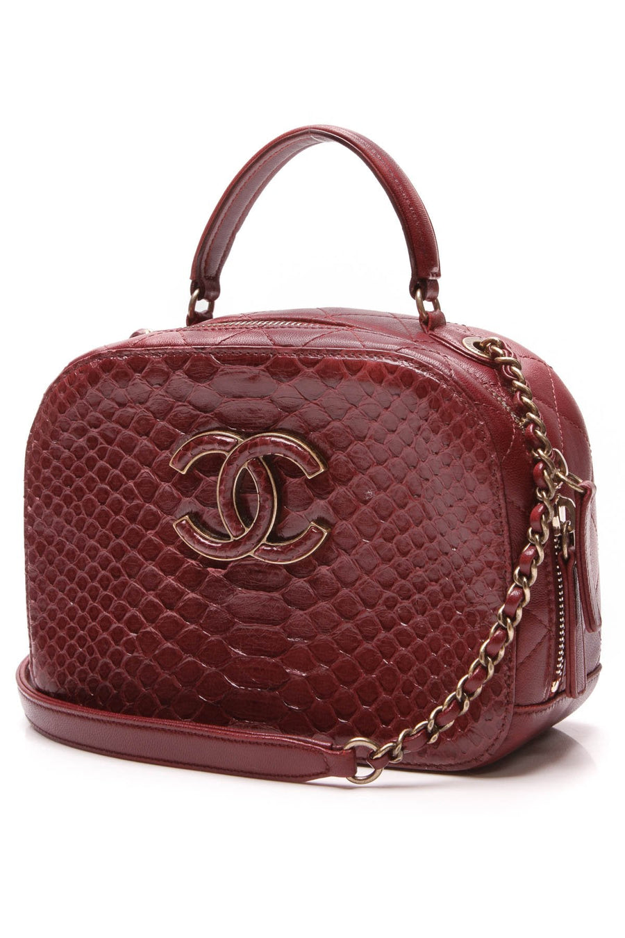 Python Coco Curve Vanity Case Bag - Burgundy