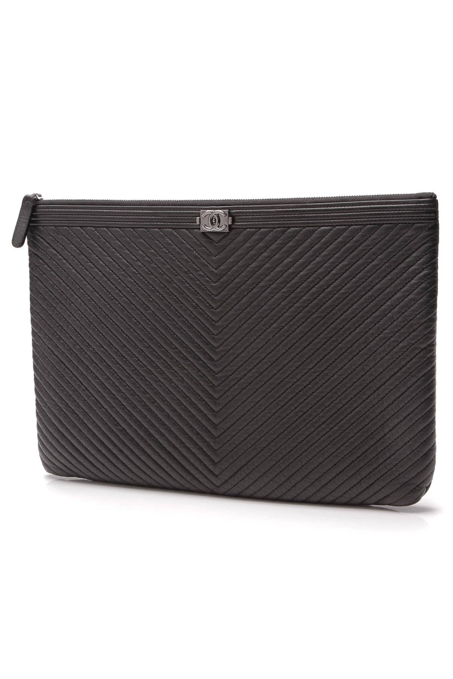 Chevron Boy O'Case Large Zip Pouch - Black