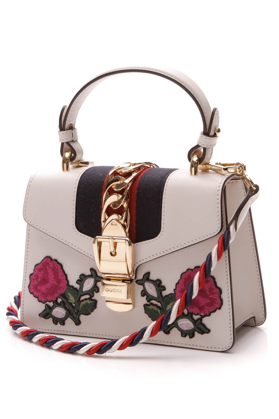 Embroidered Mini Sylvie Bag - White