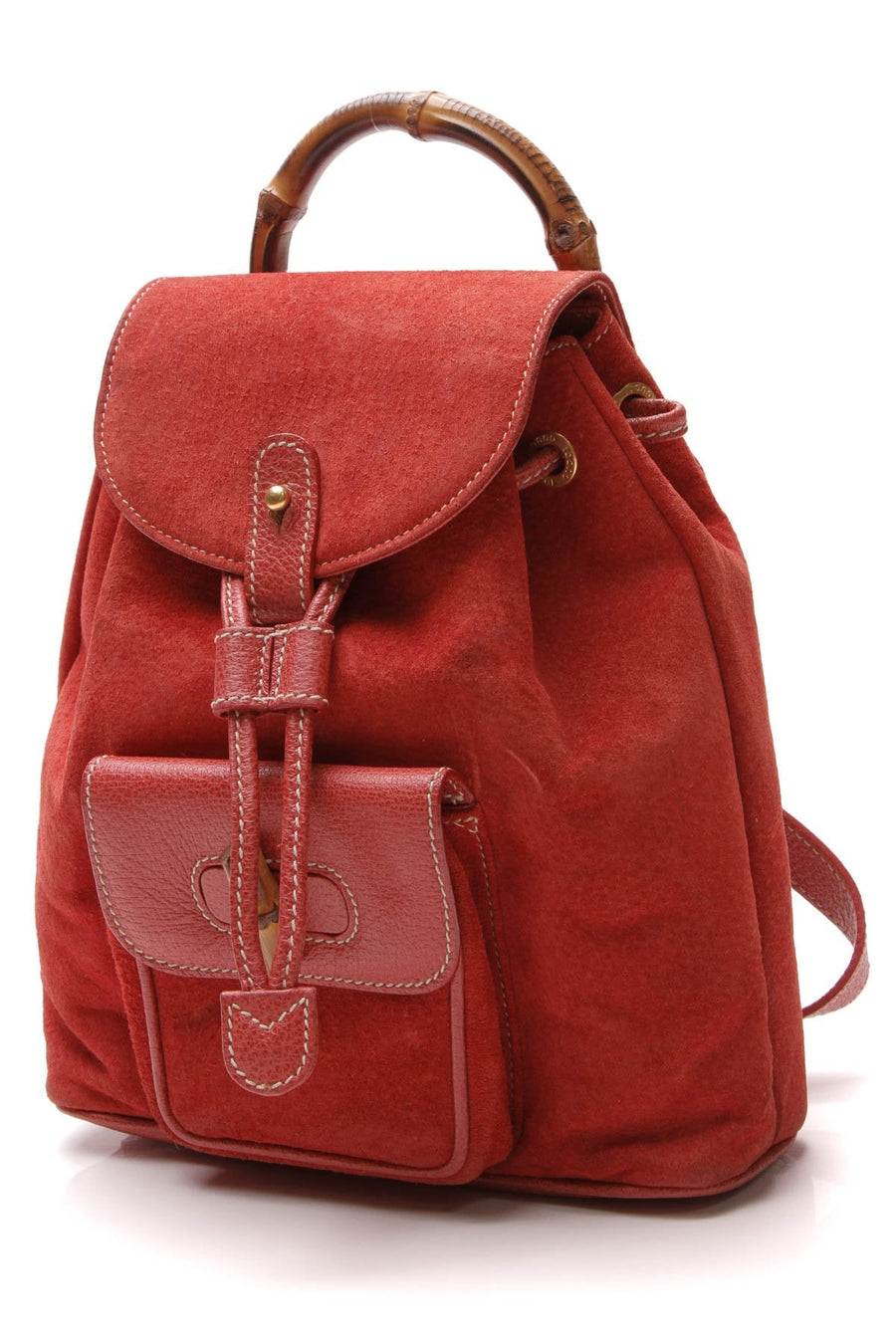 Vintage Bamboo Mini Backpack - Red
