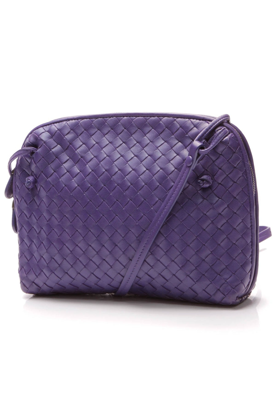 Intrecciato Woven Crossbody Bag - Purple
