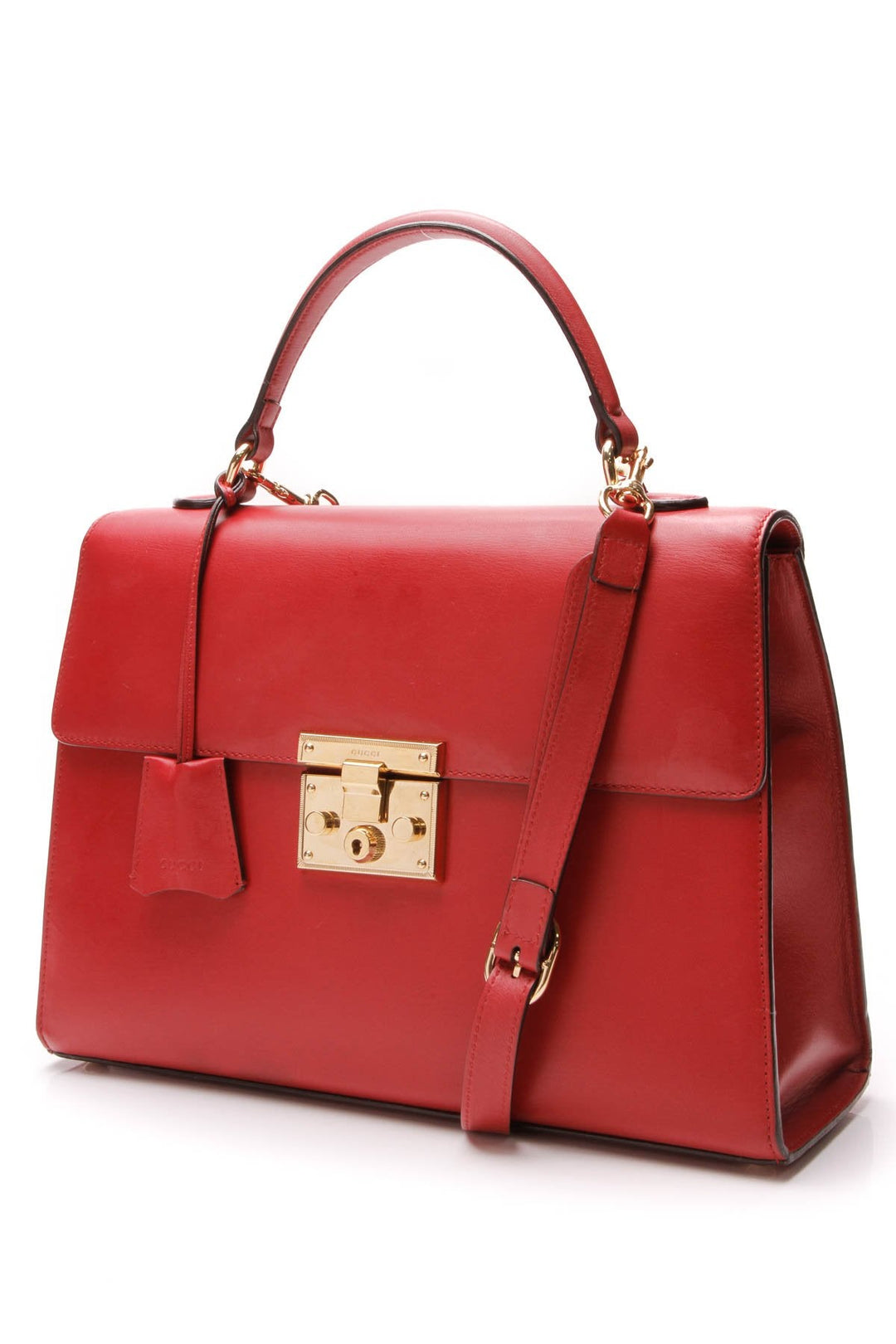 Padlock Medium Top Handle Bag - Red