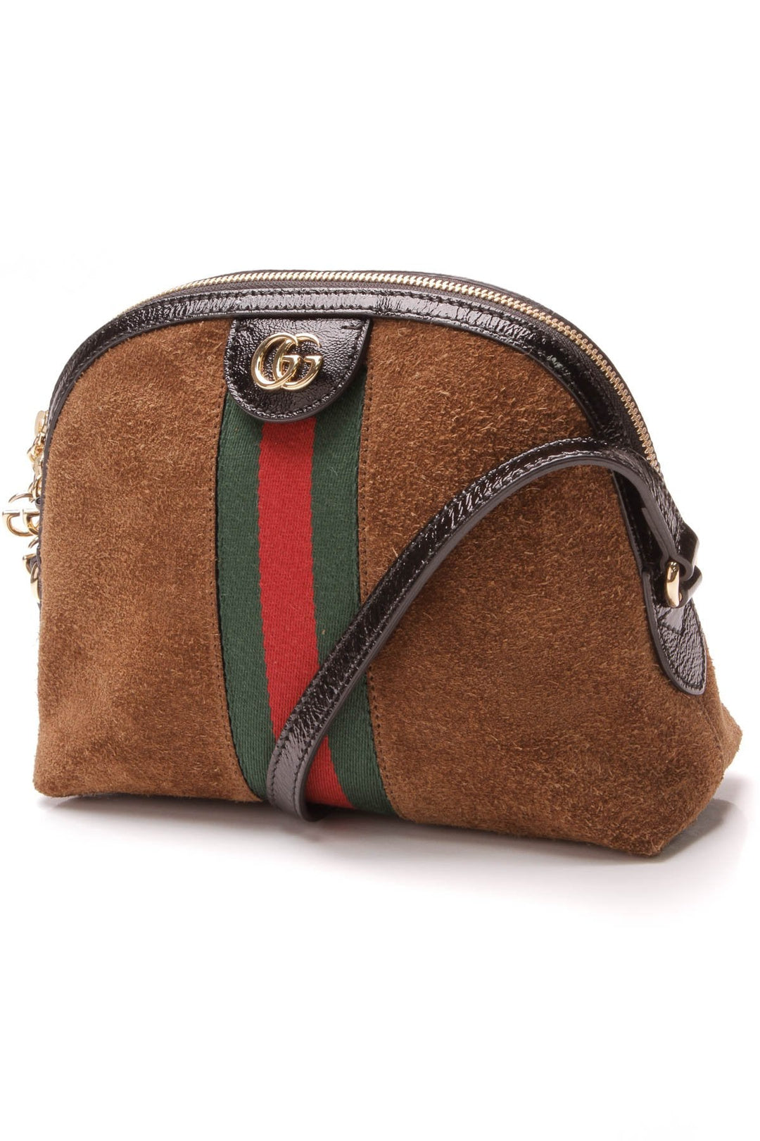 Ophidia Dome Shoulder Bag - Brown Suede