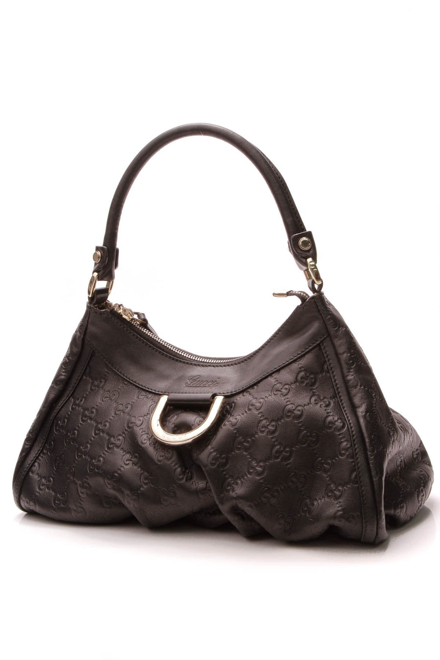 D-Ring Small Hobo Bag - Black Guccissima