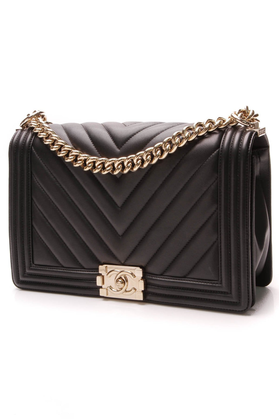 Chevron New Medium Boy Bag - Black