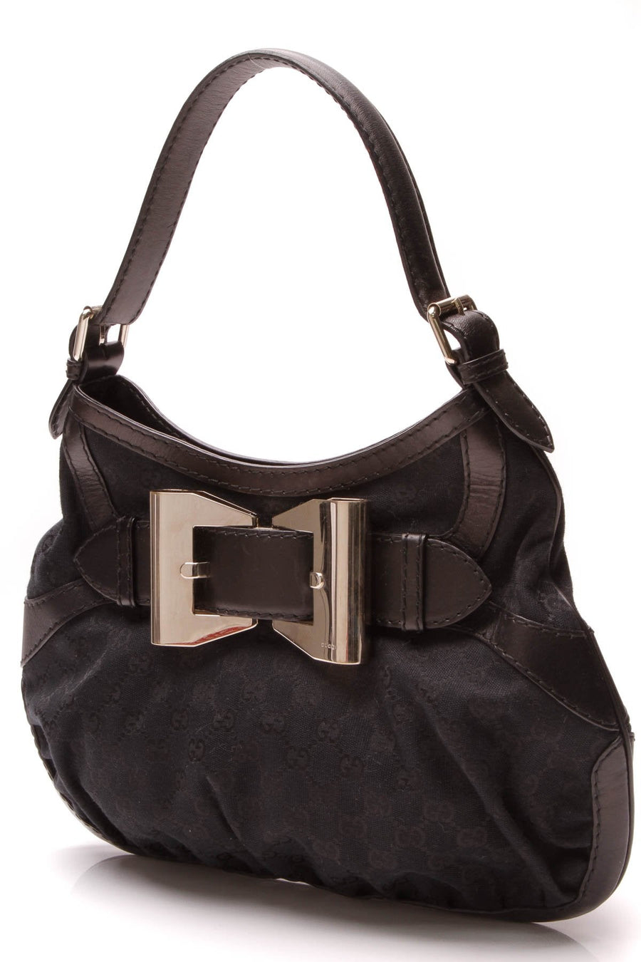 Queen Medium Hobo Bag - Black Signature Canvas