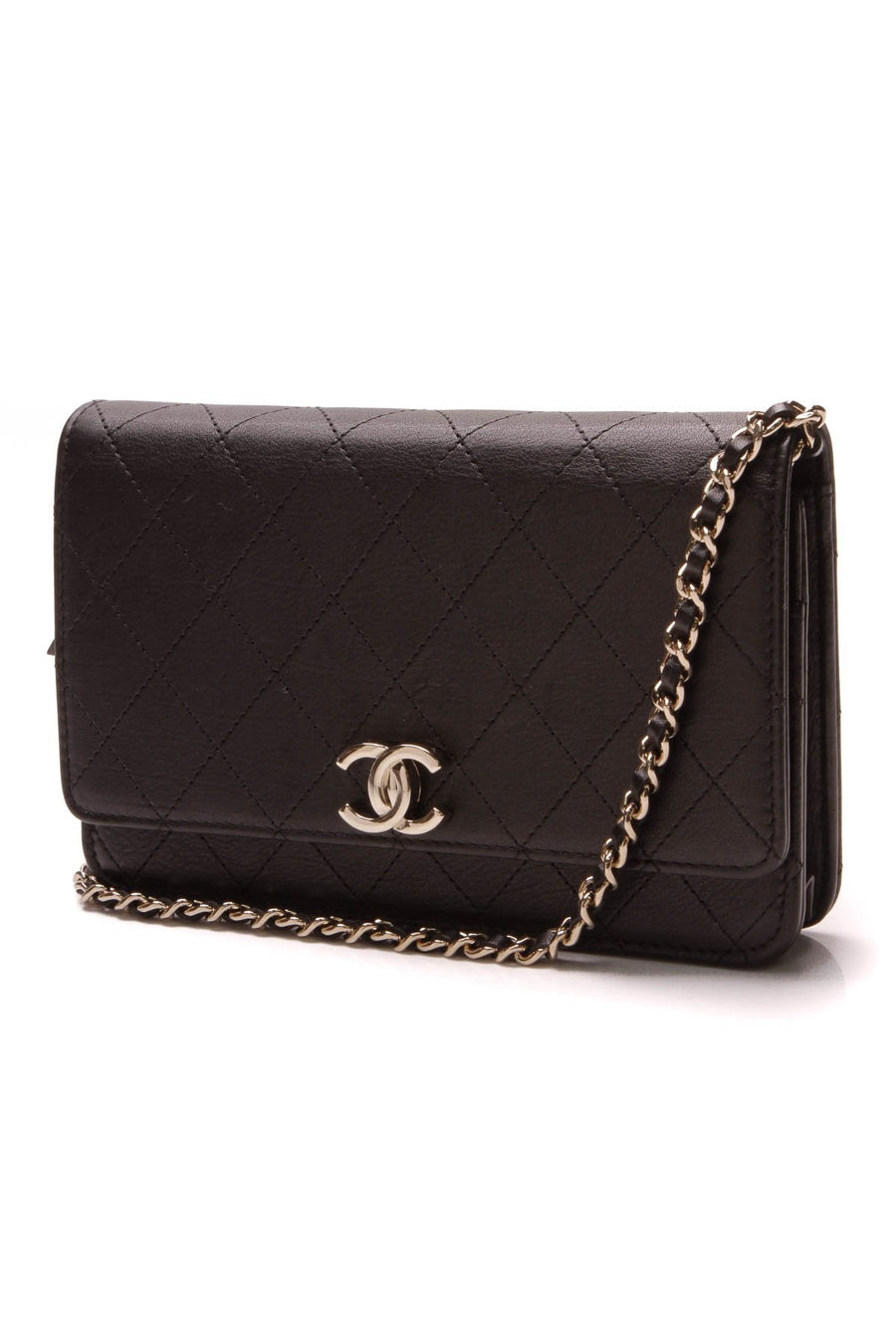 O-Mini Wallet on a Chain Bag - Black