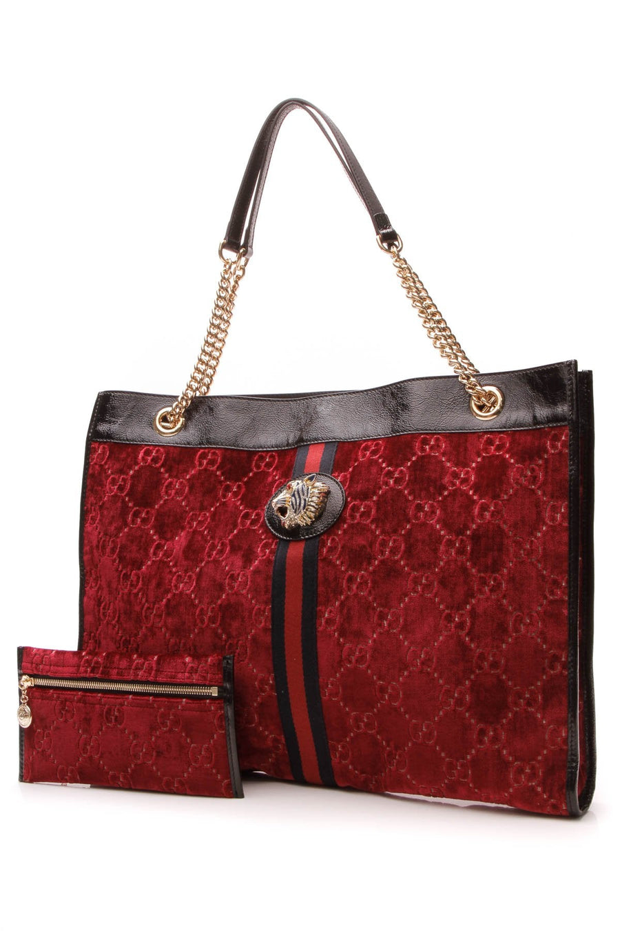 Rajah Large Tote Bag - Red GG Velvet