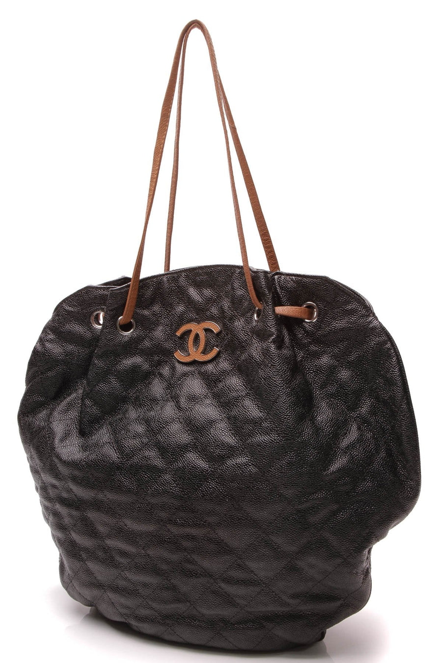 Drawstring Tote Bag - Black/Brown