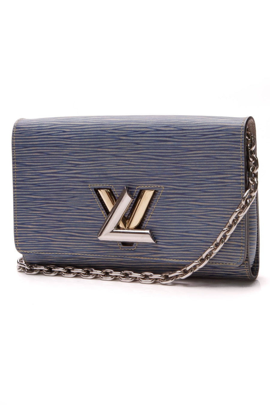 Epi Twist Wallet on a Chain - Denim