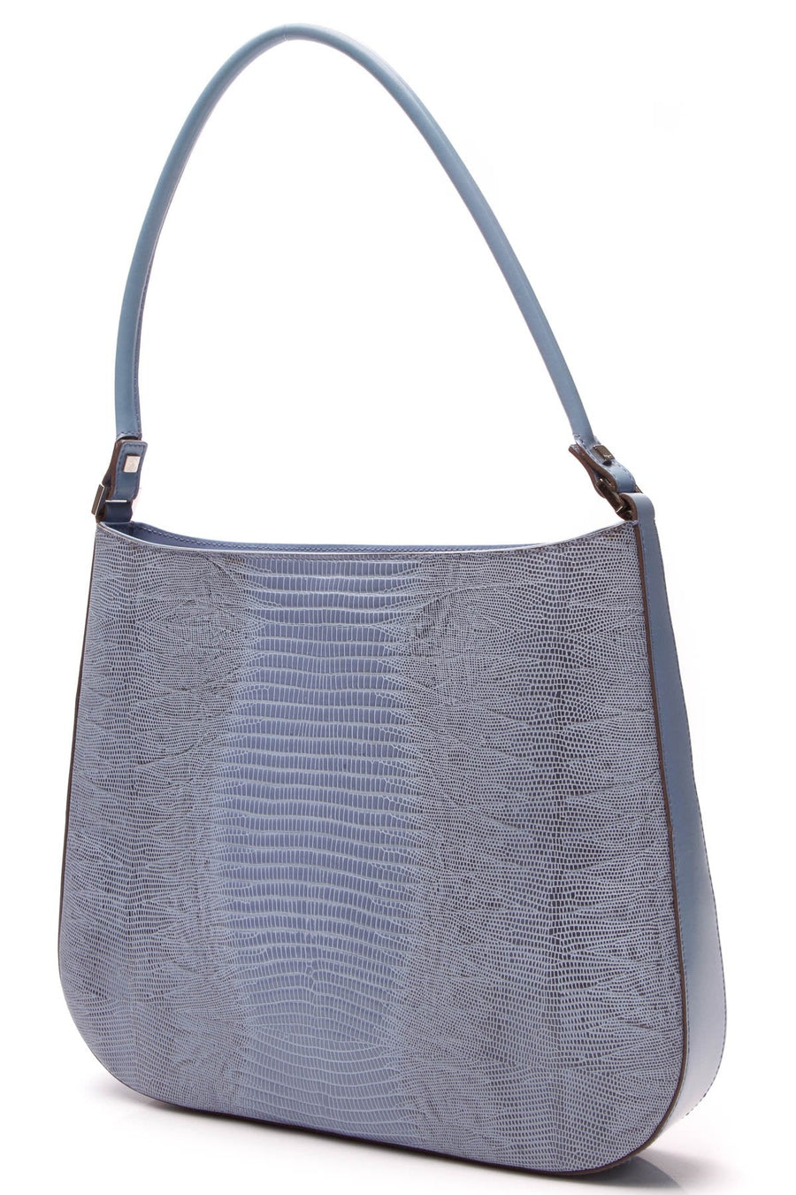 Embossed Lizard Shoulder Bag - Light Blue
