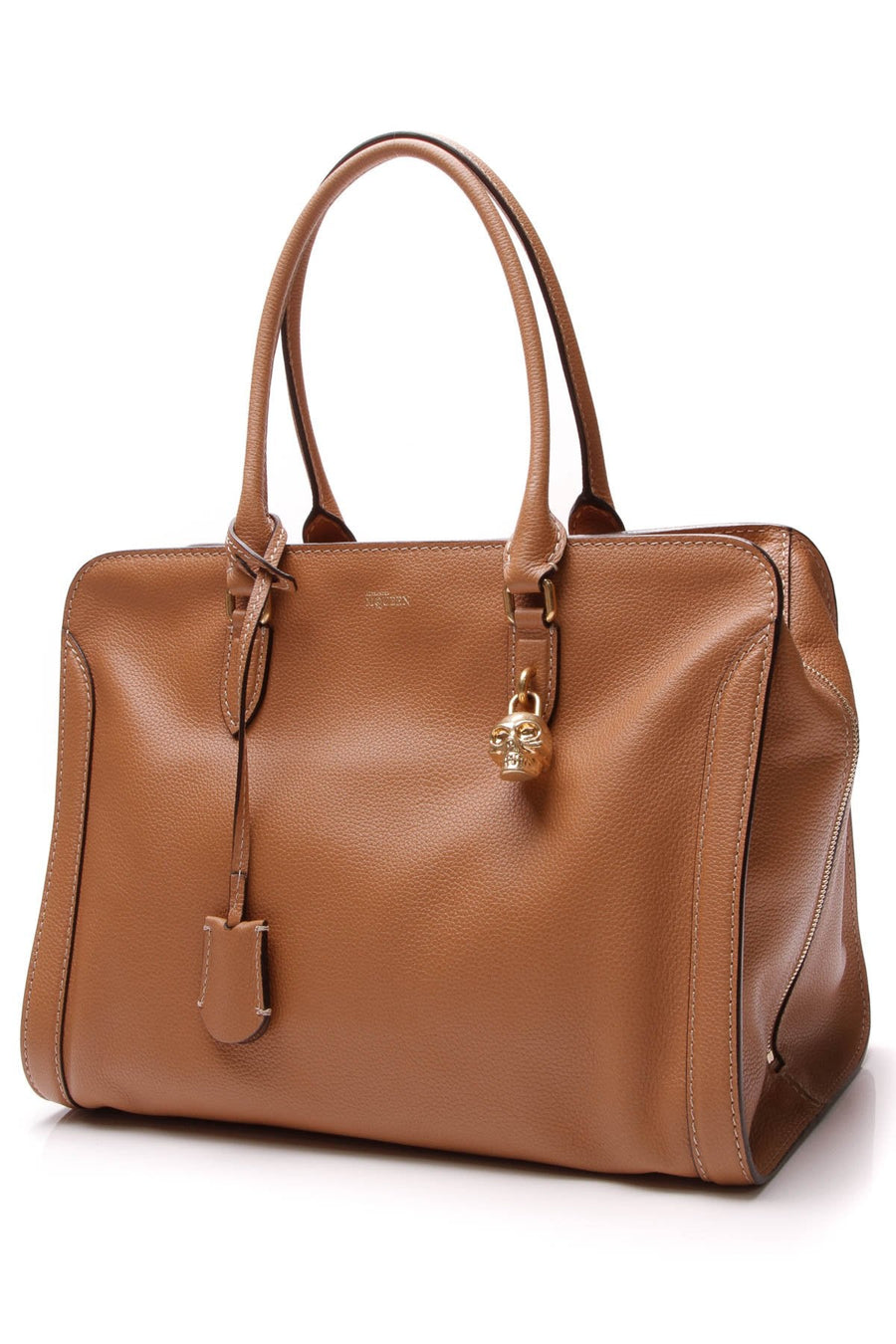 Skull Padlock Large Zip Around Tote Bag - Cognac