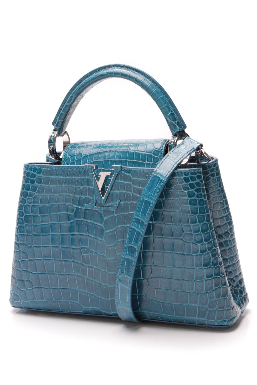 Crocodile Capucines BB Bag - Bleu Canard