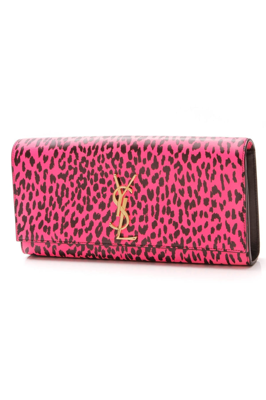 Leopard Print Kate Monogram Clutch Bag - Hot Pink